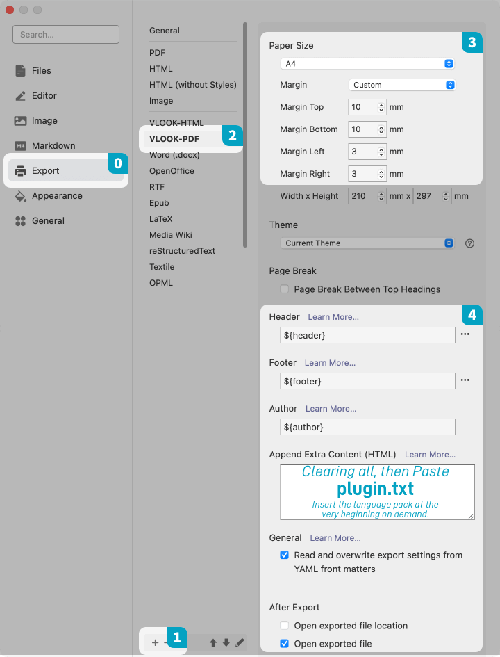 Typora ▸ Preferences ▸ Export ▸ PDF